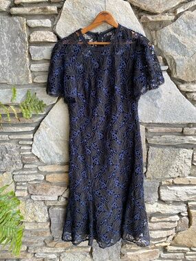 Shoshanna Navy/ Black Lace Midi Dress size 6